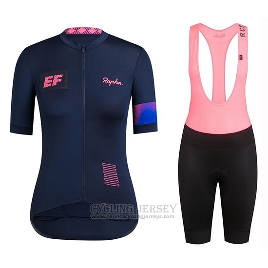 2019 Cycling Clothing Women Rapha Dark Blue Pink Short Sleeve and Overalls
