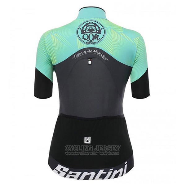 2017 Cycling Jersey Women Santini Queen Of The Mountains White and Green Short Sleeve and Bib Short