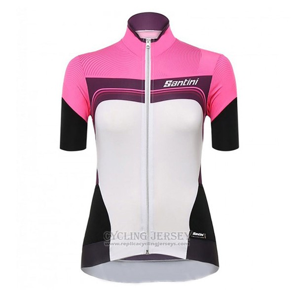 2017 Cycling Jersey Women Santini Queen Of The Mountains White and Pink Short Sleeve and Bib Short