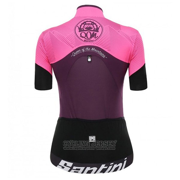 2017 Cycling Jersey Women Santini Queen Of The Mountains White and Pink Short Sleeve and Bib Short