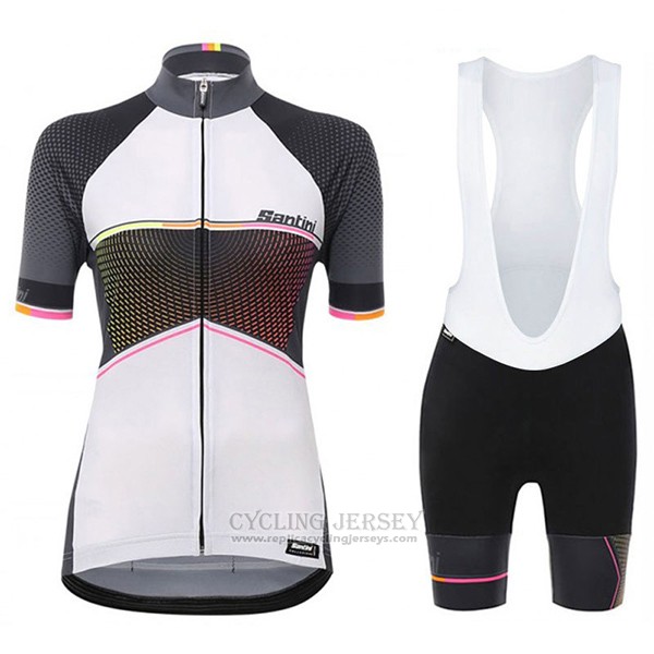 2017 Cycling Jersey Women Santini Stella White Short Sleeve and Bib Short