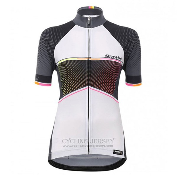 2017 Cycling Jersey Women Santini Stella White Short Sleeve and Bib Short