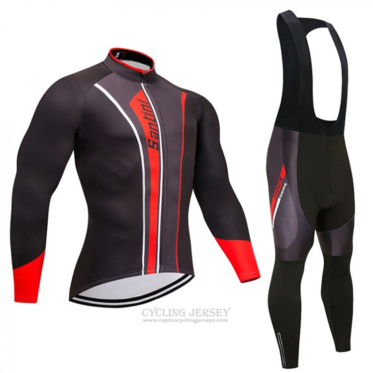 2018 Cycling Jersey Santini Black and Red Short Sleeve and Bib Short