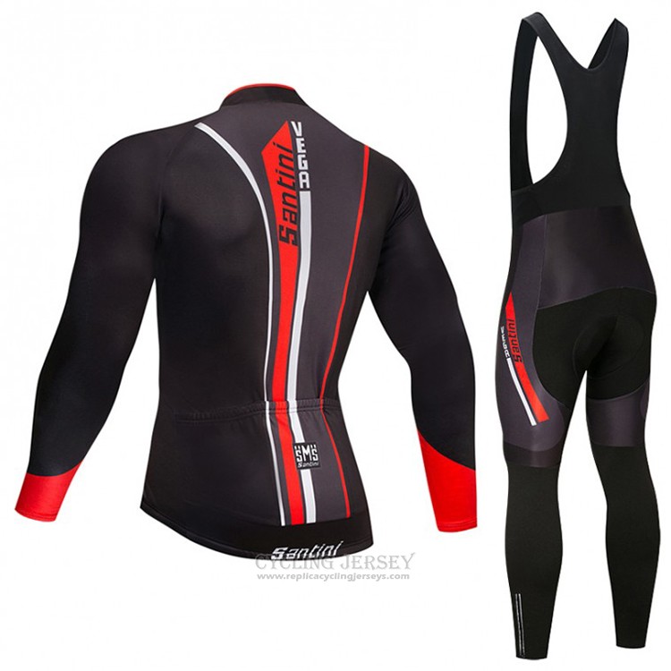 2018 Cycling Jersey Santini Black and Red Short Sleeve and Bib Short
