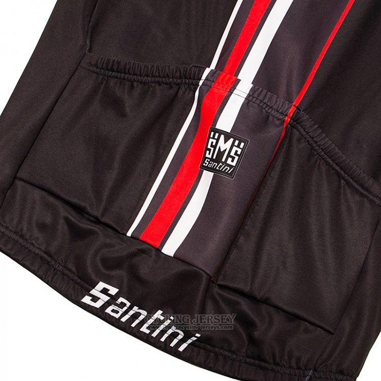 2018 Cycling Jersey Santini Black and Red Short Sleeve and Bib Short