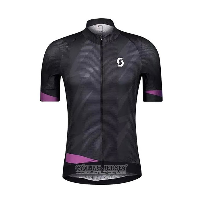 2021 Cycling Jersey Women Scott Black Purple Short Sleeve And Bib Short