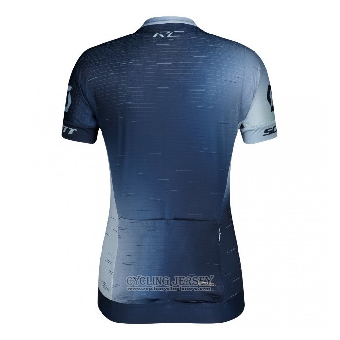 2021 Cycling Jersey Women Scott Blue White Short Sleeve And Bib Short