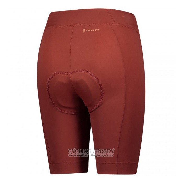 2021 Cycling Jersey Women Scott Dark Red Short Sleeve And Bib Short