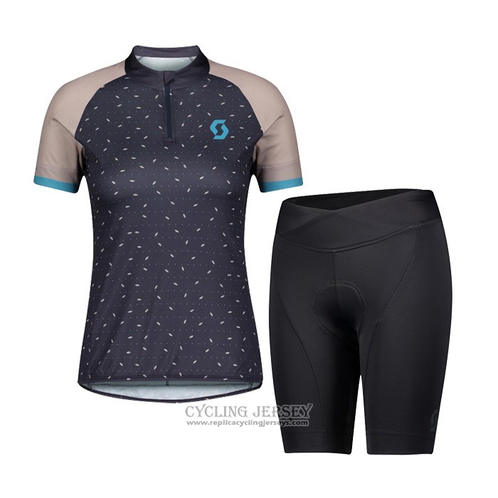 2021 Cycling Jersey Women Scott Gray Marron Short Sleeve And Bib Short