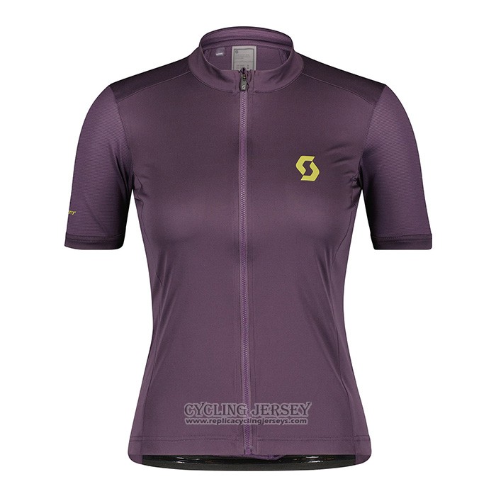 2022 Cycling Jersey Women Scott Purple Short Sleeve And Bib Short
