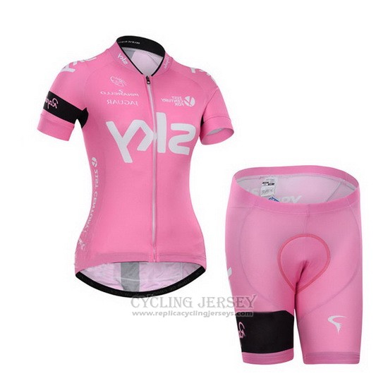2015 Cycling Jersey Women Sky Fuchsia Short Sleeve and Bib Short