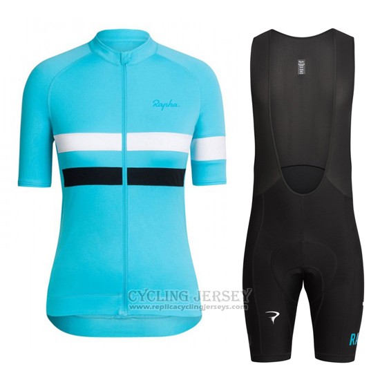 2016 Cycling Jersey Women Sky Blue and White Short Sleeve and Bib Short