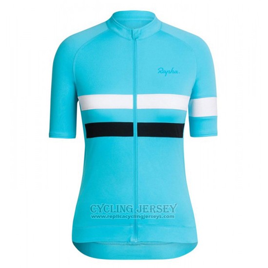 2016 Cycling Jersey Women Sky Blue and White Short Sleeve and Bib Short