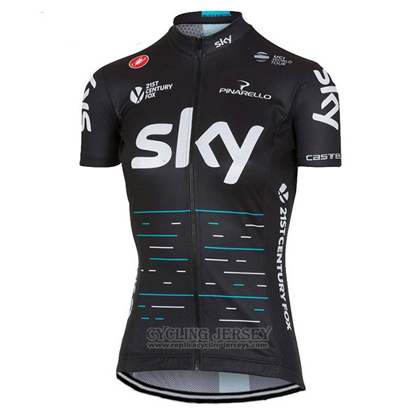 2017 Cycling Jersey Women Sky Black Short Sleeve and Bib Short