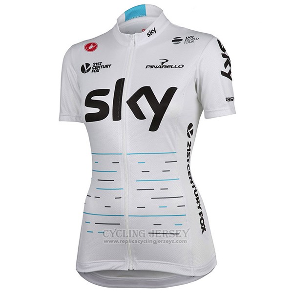 2017 Cycling Jersey Women Sky White Short Sleeve and Bib Short