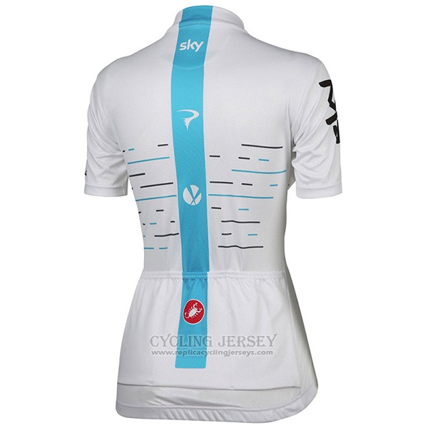 2017 Cycling Jersey Women Sky White Short Sleeve and Bib Short