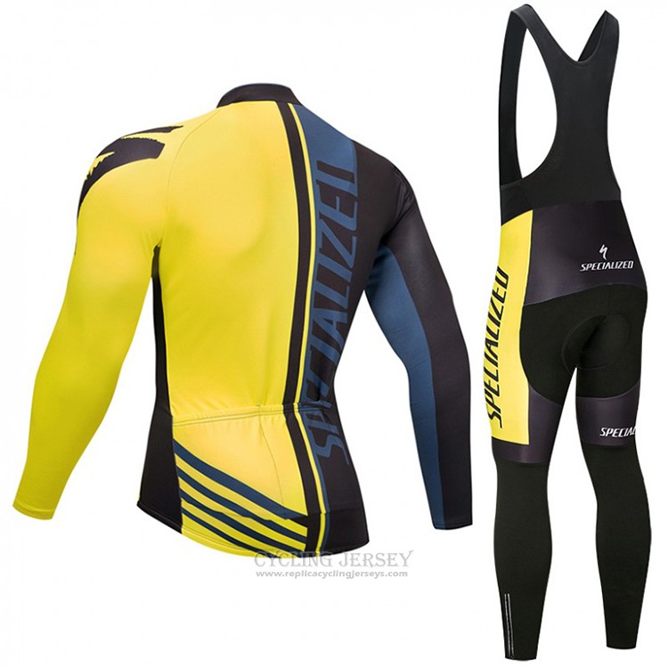 2018 Cycling Jersey Specialized Black and Yellow Long Sleeve and Bib Tight