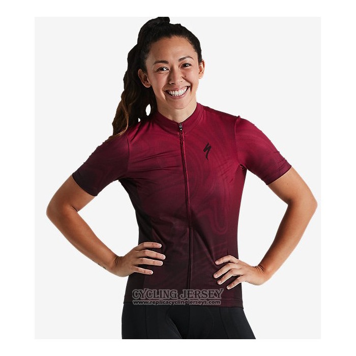 2021 Cycling Jersey Women Specialized Red Black Short Sleeve And Bib Short