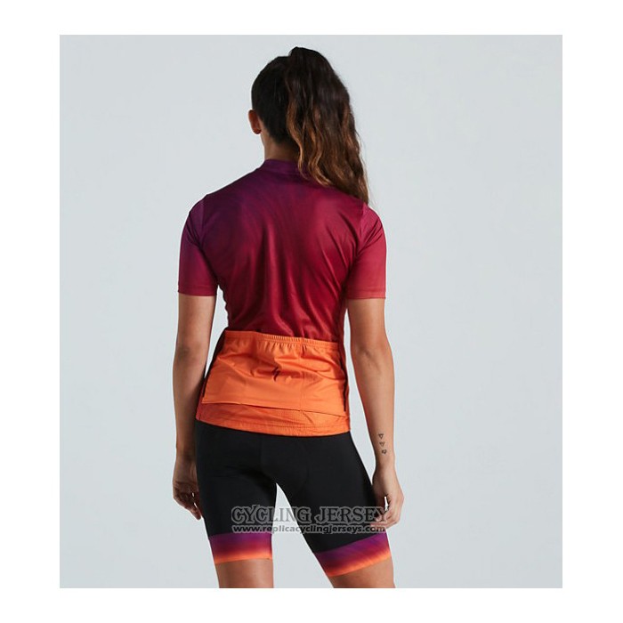 2021 Cycling Jersey Women Specialized Red Orange Short Sleeve And Bib Short