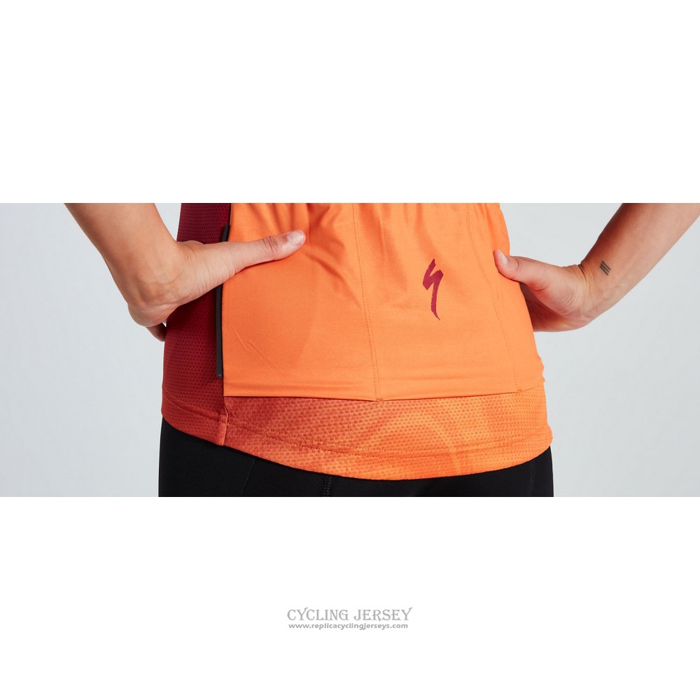 2021 Cycling Jersey Women Specialized Red Orange Short Sleeve And Bib Short