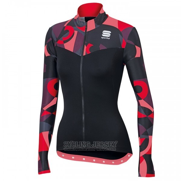 2017 Cycling Jersey Sportful Primavera Black and Red Long Sleeve and Bib Tight