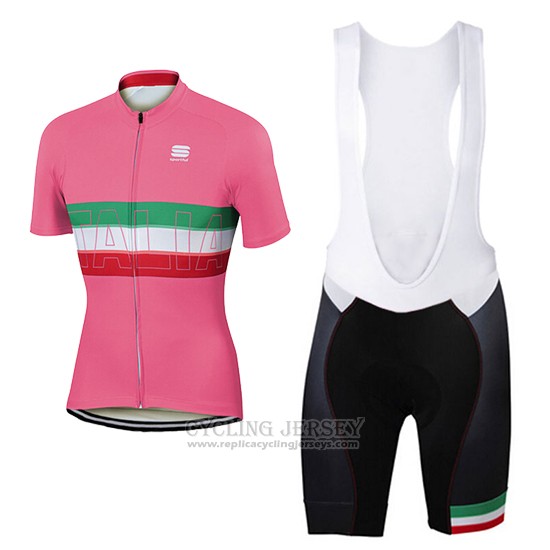 2017 Cycling Jersey Women Sportful Pink Short Sleeve and Bib Short