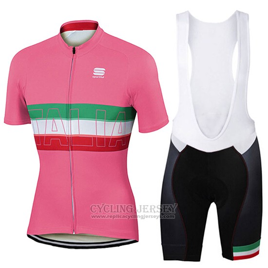 2017 Cycling Jersey Women Sportful Pink Short Sleeve and Bib Short
