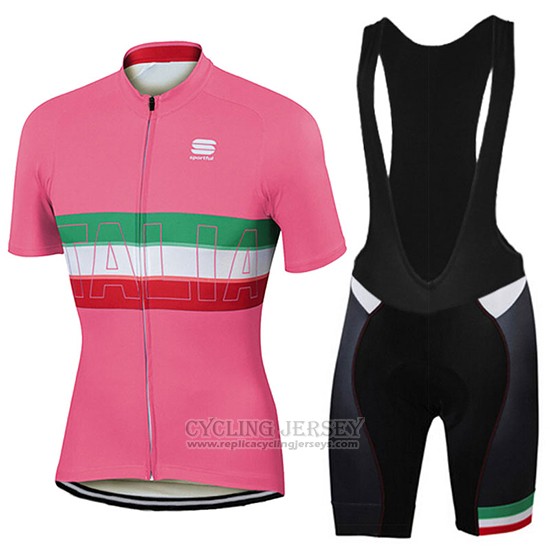 2017 Cycling Jersey Women Sportful Pink Short Sleeve and Bib Short