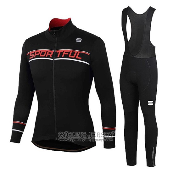 2020 Cycling Jersey Women Sportful Black Red Long Sleeve And Bib Tight