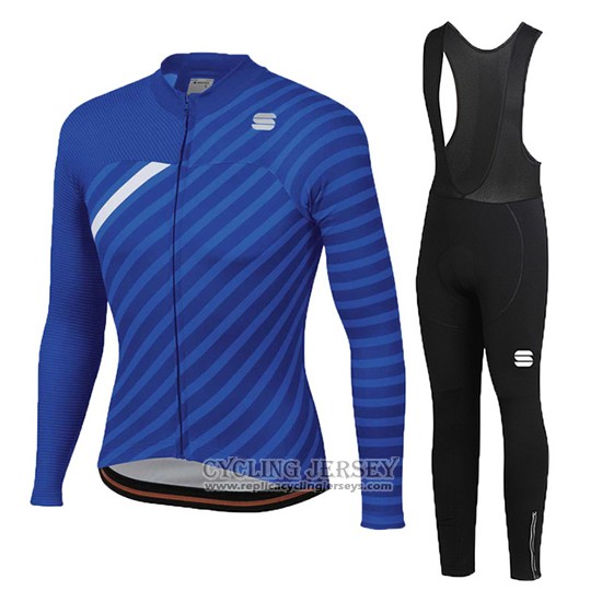 2020 Cycling Jersey Women Sportful Blue White Long Sleeve And Bib Tight