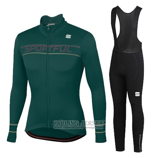 2020 Cycling Jersey Women Sportful Green Long Sleeve And Bib Tight