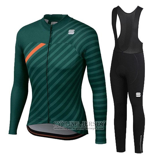 2020 Cycling Jersey Women Sportful Green Orange Long Sleeve And Bib Tight