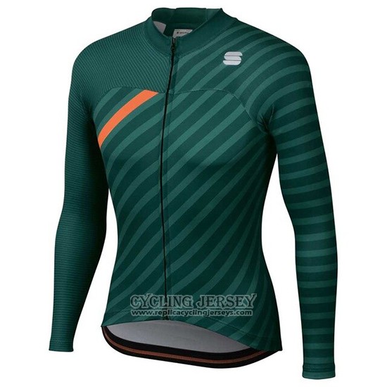 2020 Cycling Jersey Women Sportful Green Orange Long Sleeve And Bib Tight