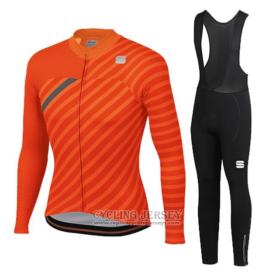 2020 Cycling Jersey Women Sportful Orange Gray Long Sleeve And Bib Tight