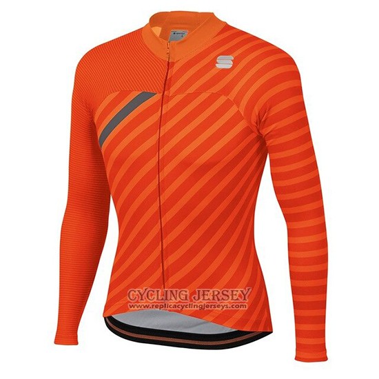 2020 Cycling Jersey Women Sportful Orange Gray Long Sleeve And Bib Tight