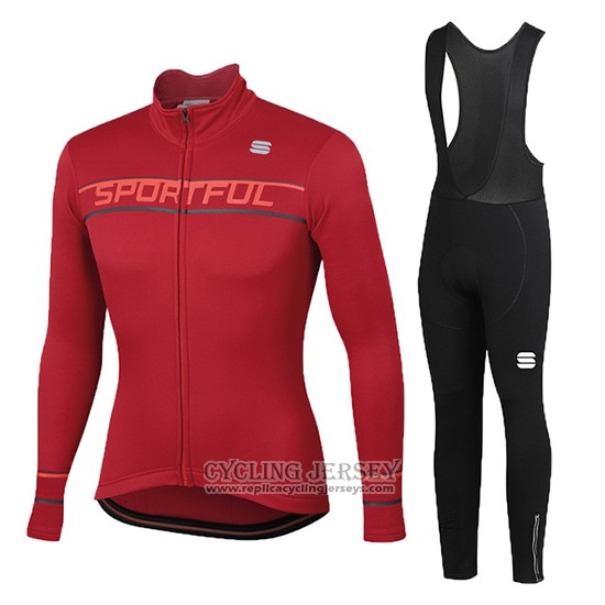 2020 Cycling Jersey Women Sportful Red Long Sleeve And Bib Tight