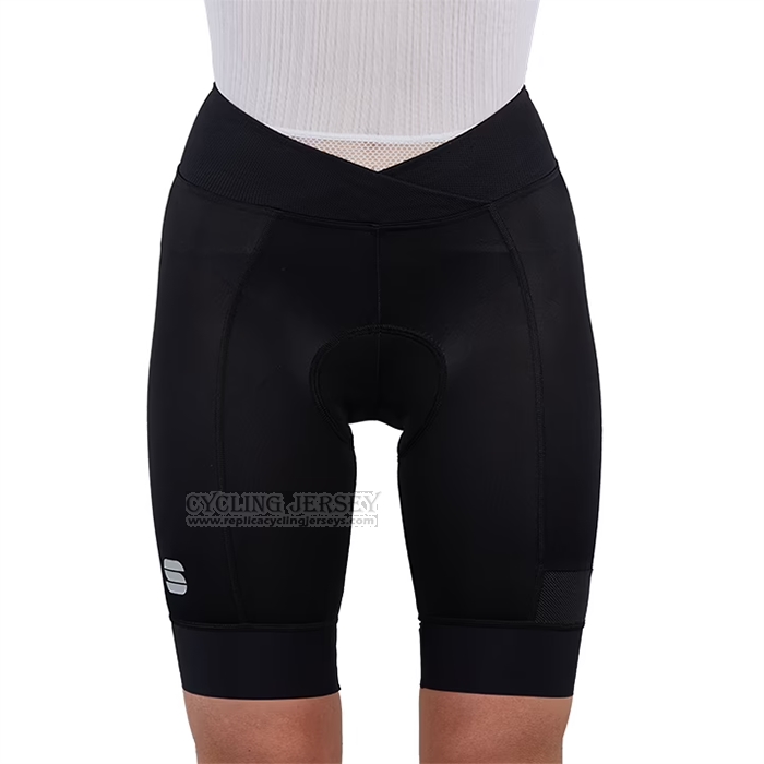 2023 Cycling Jersey Women Sportful Black Light Blue Short Sleeve and Bib Short