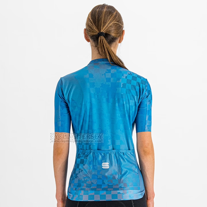 2023 Cycling Jersey Women Sportful Blue Short Sleeve and Bib Short