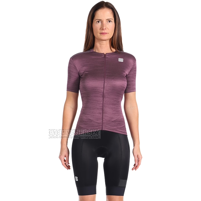 2023 Cycling Jersey Women Sportful Light Purple Short Sleeve and Bib Short