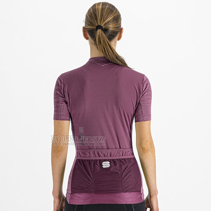 2023 Cycling Jersey Women Sportful Light Purple Short Sleeve and Bib Short