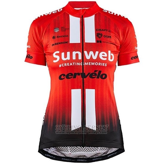 2019 Cycling Jersey Women Sunweb Orange White Short Sleeve and Bib Short