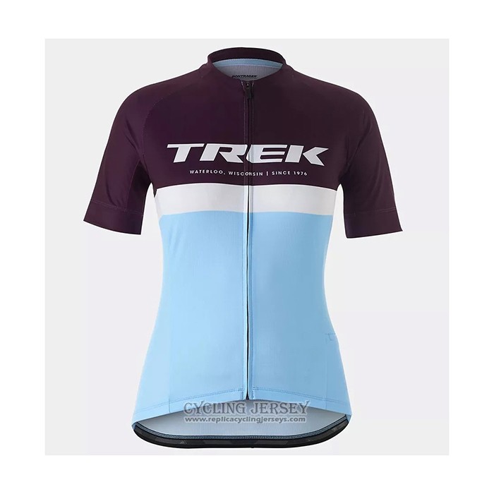 2021 Cycling Jersey Women Trek Light Blue Short Sleeve And Bib Short