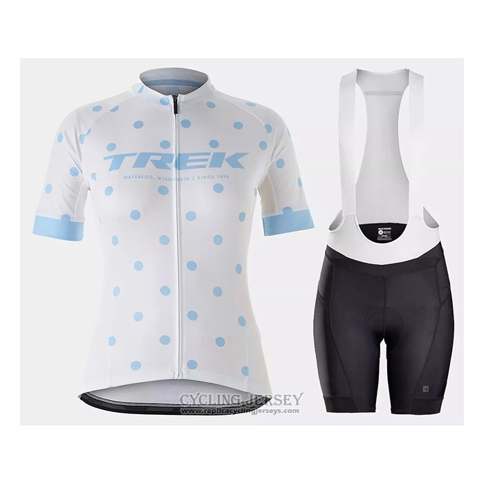 2021 Cycling Jersey Women Trek White Light Blue Short Sleeve And Bib Short