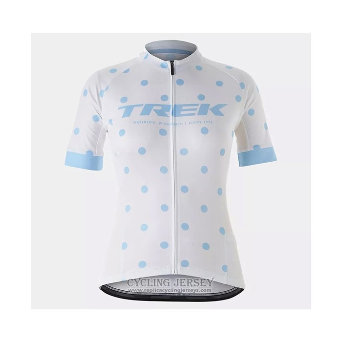 2021 Cycling Jersey Women Trek White Light Blue Short Sleeve And Bib Short