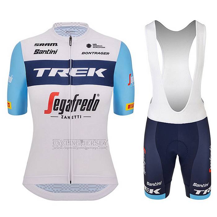2023 Cycling Jersey Women Trek White Light Blue Short Sleeve And Bib Short