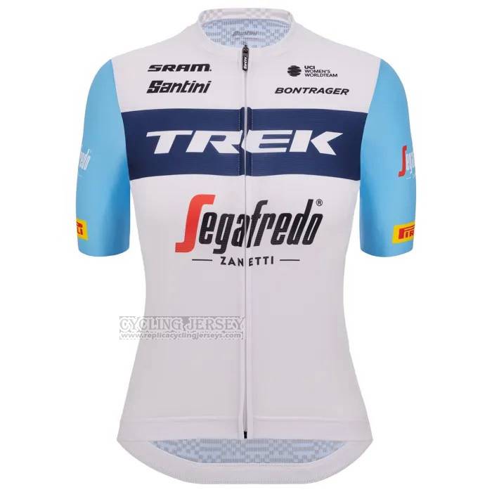 2023 Cycling Jersey Women Trek White Light Blue Short Sleeve And Bib Short