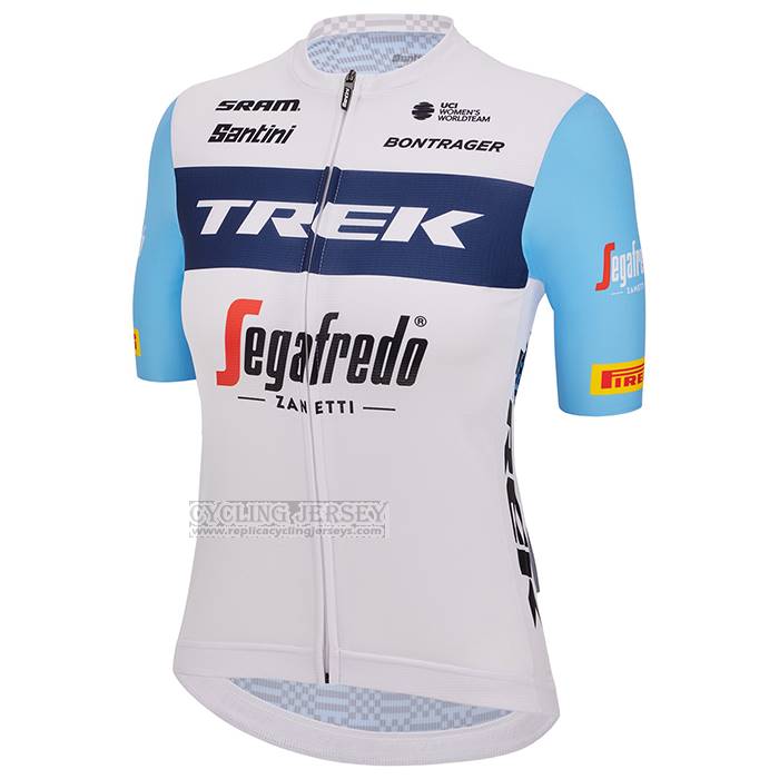 2023 Cycling Jersey Women Trek White Light Blue Short Sleeve And Bib Short