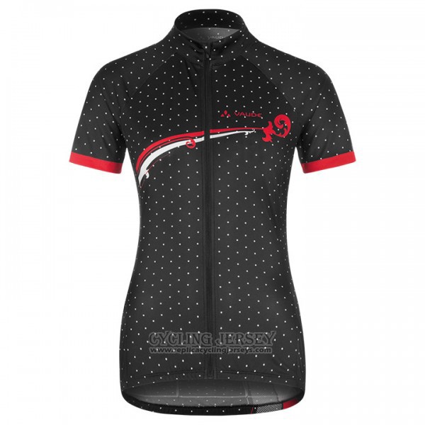 2017 Cycling Jersey Women Vaude Black and Red Short Sleeve and Bib Short