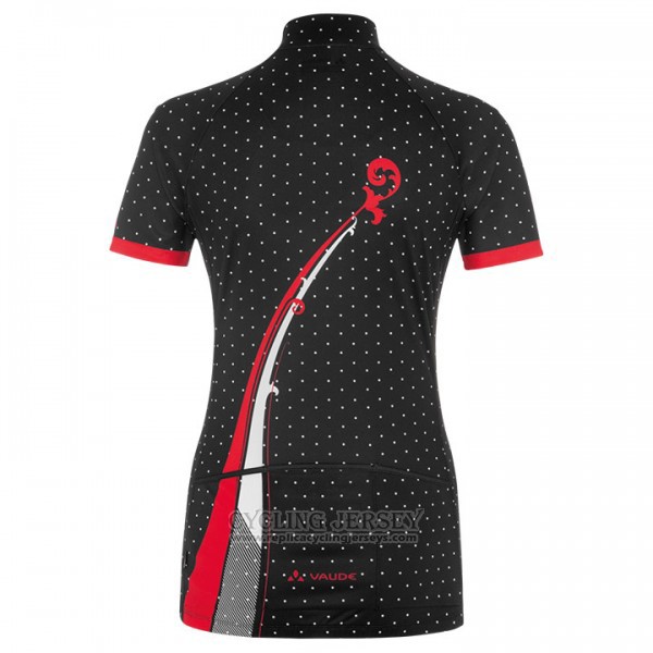 2017 Cycling Jersey Women Vaude Black and Red Short Sleeve and Bib Short