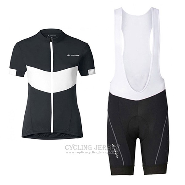 2017 Cycling Jersey Women Vaude Black and White Short Sleeve and Bib Short
